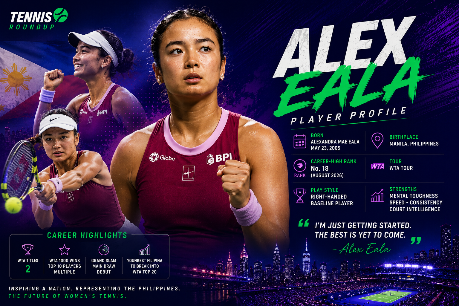 Alex Eala vs Oleksandra Oliynykova: US Open Rematch on Louis Armstrong